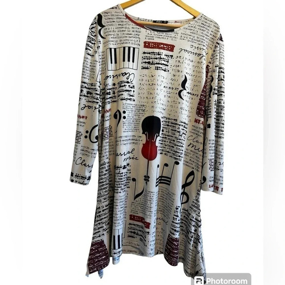 Lily by Firmiana Music Lovers Tunic or dress asymmetrical flutter sleeveSz 3XL - Picture 1 of 10